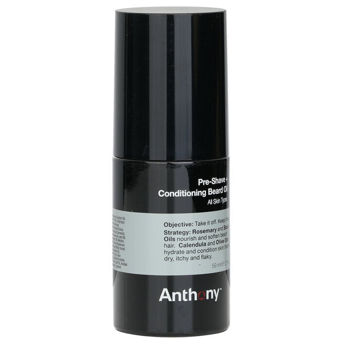 Anthony Logistics Pour Hommes Huile de Barbe Pré-Rasage + Conditionnement - Pour Tous Types de Peau 59ml/2oz