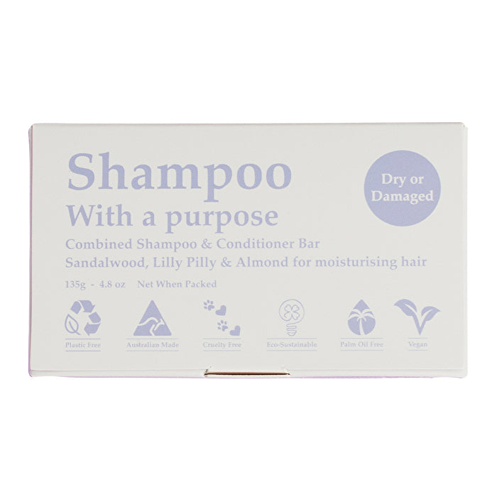 Shampoing Avec Un But Shampoing & Après-Shampoing Solide Cheveux Secs ou Abîmés 135g