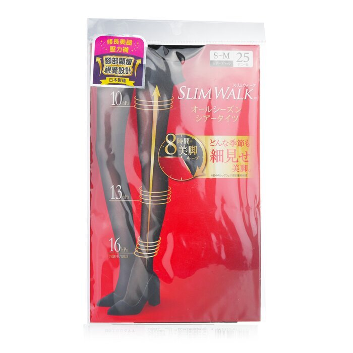 SlimWalk Compression Pantyhose With Supporting Function For Pelvis -  Black (Size: S-M) 1pair