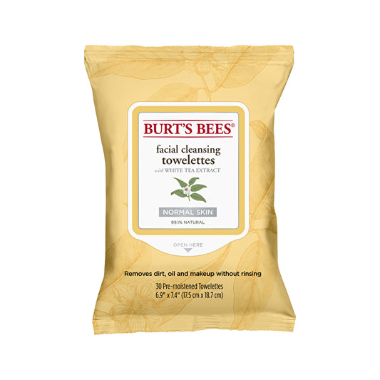 Burts Bees Facial Cleansing Towelettes Normal Skin (with White Tea Extract) X 30 Pack